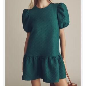 MAEVE x ANTHROPOLOGIE | NWT Puff-Sleeve Drop-Waist Mini Dress Quilted Dress | 1X